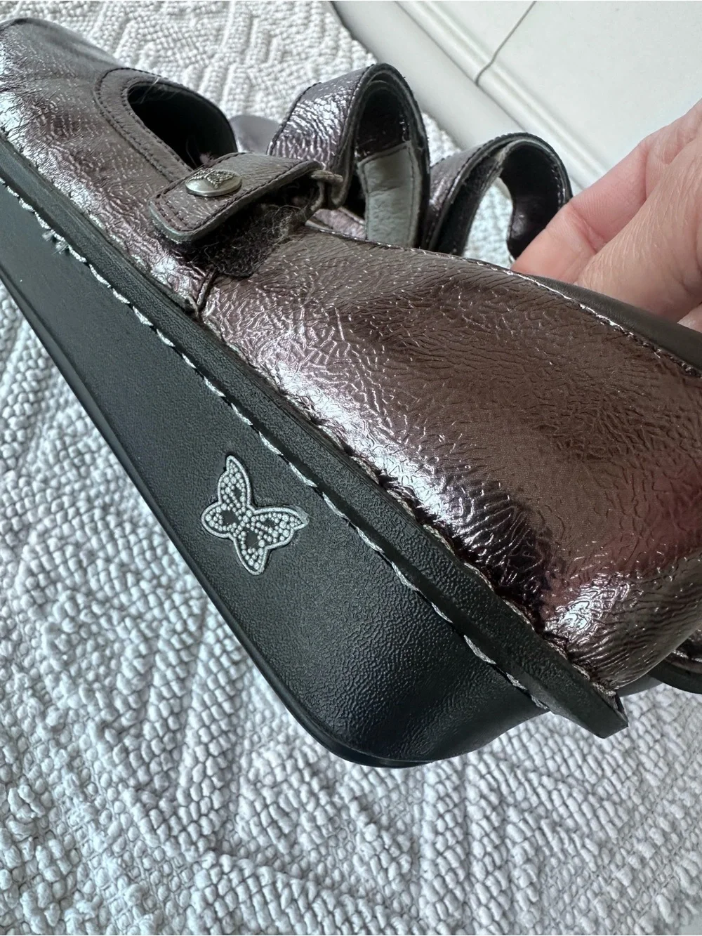 Alegria Metallic Bronze Taupe Mary Jane Shoes